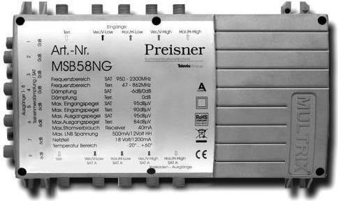 Купить Televes MSB58NG Kabel-Splitter-/Verbinder Grau Kabelspalter oder -kombinator (MSB58NG) в магазине wardena.ru