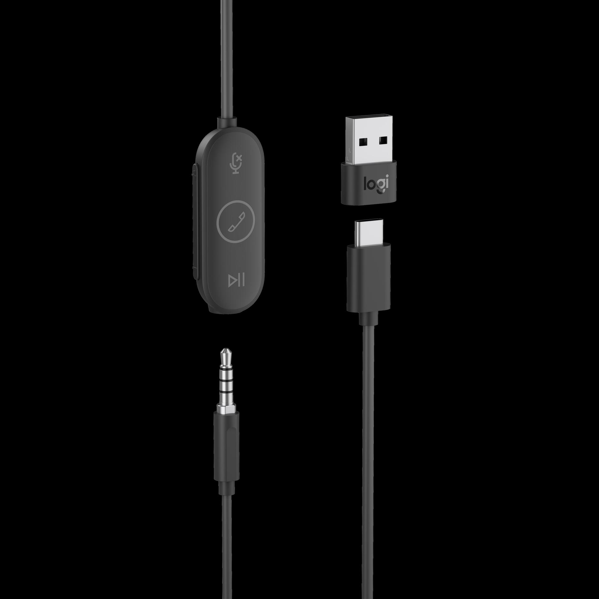 Купить Logitech Zone Wired Earbuds - Headset - im Ohr - kabelgebunden - 3,5 mm Stecker - Geräuschisolierung - Graphite - optimiert für UC (981-001013) в магазине wardena.ru