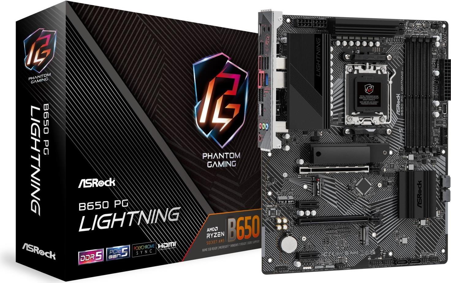 Купить ASRock B650 PG Lightning - Motherboard - ATX - Socket AM5 - AMD B650 Chipsatz - USB 3,2 Gen 1, USB-C 3,2 Gen2, USB-C 3,2 Gen 2x2 - 2,5 Gigabit LAN - Onboard-Grafik (CPU erforderlich) - HD Audio (8-Kanal) (90-MXBK20-A0UAY (90-MXBK20-A0UAYZ) в магазине wardena.ru
