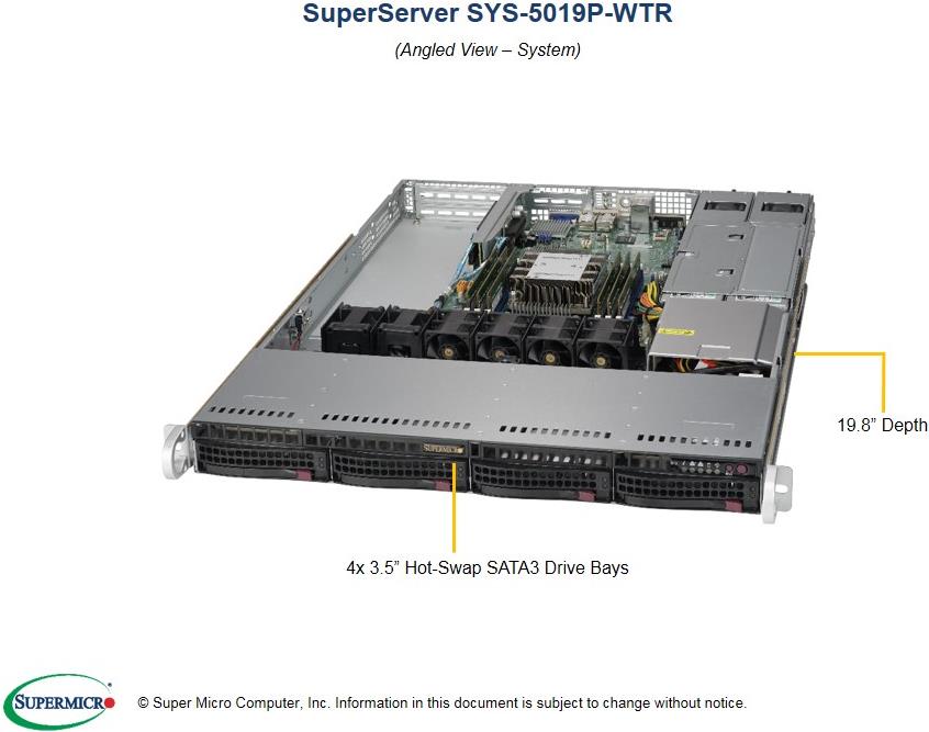 Купить Super Micro Supermicro SuperServer 5019P-WTR - Server - Rack-Montage - 1U - 1-Weg - RAM 0GB - SATA - Hot-Swap 8,9 cm (3.5") - kein HDD - AST2500 - GigE, 10 GigE - kein Betriebssystem - Monitor: keiner (SYS-5019P-WTR) в магазине wardena.ru