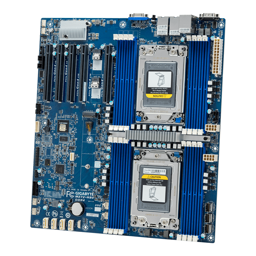 Купить Gigabyte MZ72-HB0 - 1.X - Motherboard - Erweitertes ATX - Socket SP3 - 2 Unterstützte CPUs - USB3.0 - 2 x 10 Gigabit LAN - Onboard-Grafik (MZ72-HB0) в магазине wardena.ru