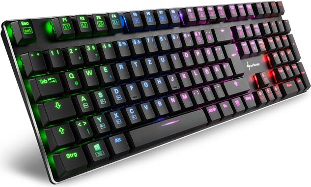 Купить Sharkoon PureWriter RGB Red - Tastatur - Hintergrundbeleuchtung - USB - Deutsch (4044951021451) в магазине wardena.ru