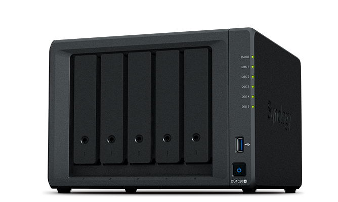 Купить Synology Disk Station DS1520+ - NAS-Server - 5 Schächte - SATA 6Gb/s - RAID 0, 1, 5, 6, 10, JBOD - RAM 8 GB - Gigabit Ethernet - iSCSI в магазине wardena.ru