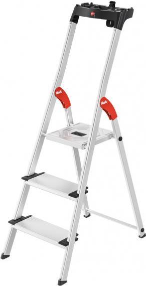 Купить Hailo Alu-Sicherheitsleiter L80 ComfortLine, 3 Stufen XXL-Alu-Stufen mit Anti-Rutsch-Riffelung und extra tiefer - 1 Stück (8040-307) в магазине wardena.ru