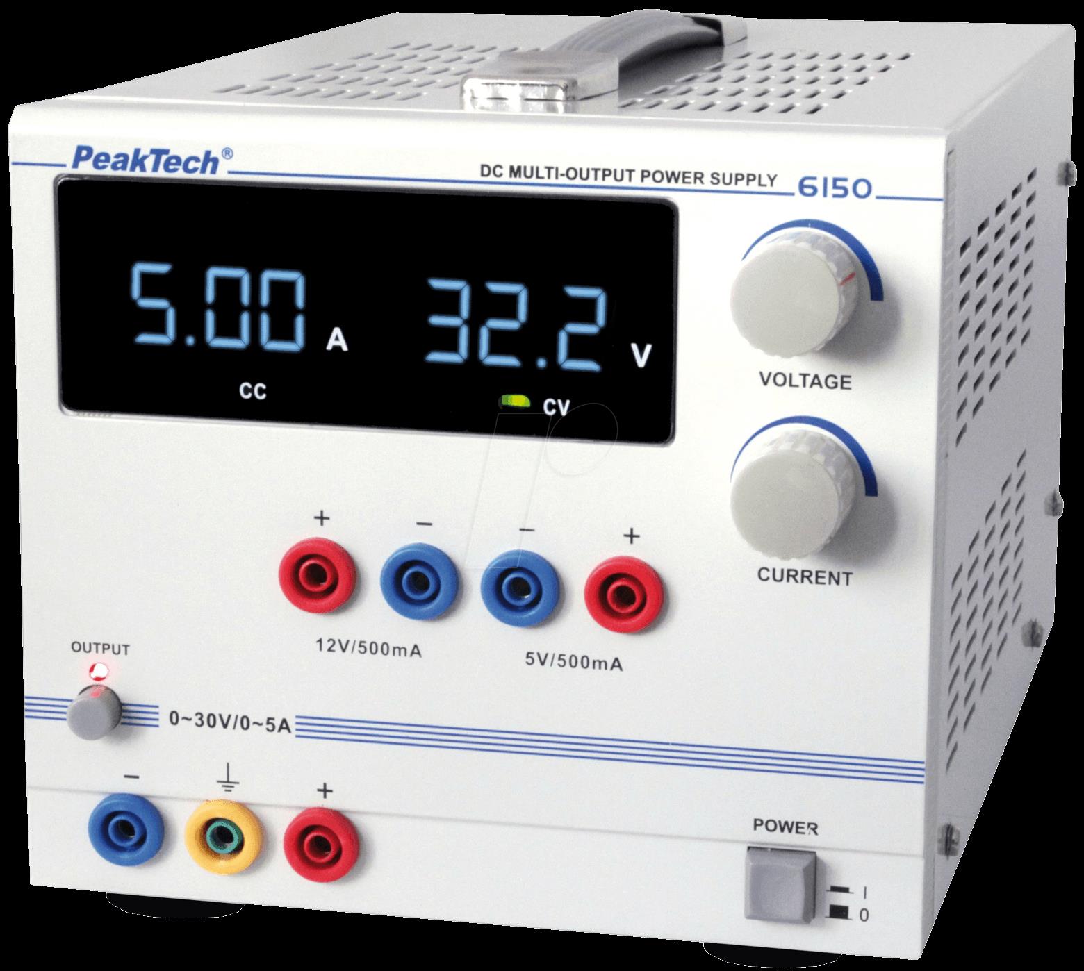 Купить PeakTech Labornetzgerät 3 Kan. ...30 VDC VDC 5 A / ...12 VDC VDC 0.5 A / ...5 VDC VDC (PeakTech 6150) в магазине wardena.ru