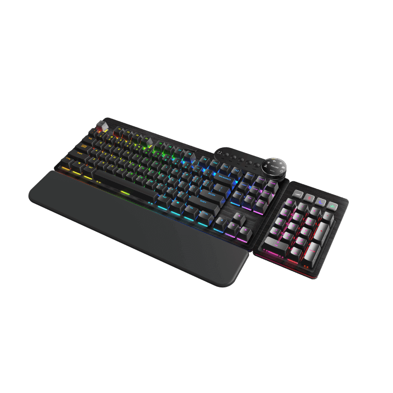 Купить Mountain Everest Max - Tastatur - mit media dock - Hintergrundbeleuchtung - USB-C - QWERTZ - Deutsch - Tastenschalter: CHERRY MX Blue - schwarz (MG-EVK1B-CB1-DE) в магазине wardena.ru