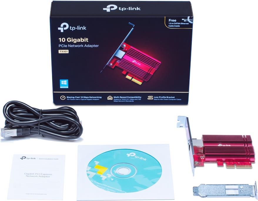 Купить TP-Link TX401 - V1 - Netzwerkadapter - PCIe 3.0 x4 Low-Profile - 1/2.5/5/10GBase-T x 1 в магазине wardena.ru