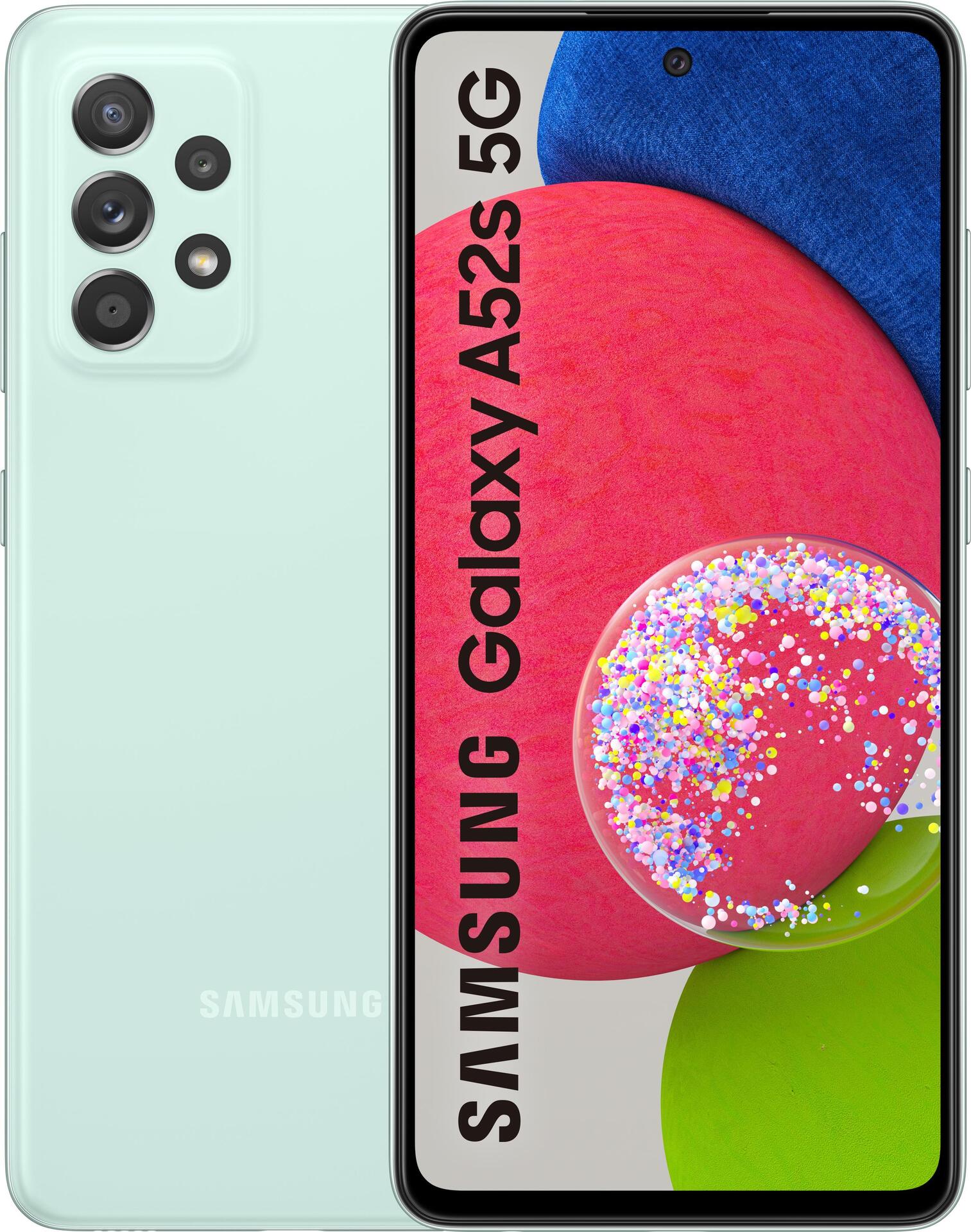 Купить Samsung Galaxy A52s 5G - 5G Smartphone - Dual-SIM - RAM 8 GB / Internal Memory 256 GB - microSD slot - OLED-Display - 6.5" - 2400 x 1080 Pixel - 4x x Rückkamera 64 MP, 12 MP, 5 MP, 5 MP - front camera 32 MP - Awesome Min (SM-A528BLGHEUB) в магазине wardena.ru