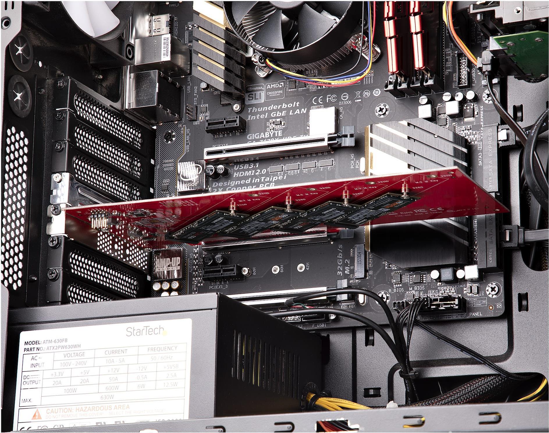 Купить STARTECH.COM Quad M.2 PCIe Adapterkarte PCI Express 4.0 x16 auf Vierfach NVMe oder AHCI M-Key M.2 SSDs 7,8GBit/s je SSD Bifurkation (QUAD-M2-PCIE-CARD-B) в магазине wardena.ru