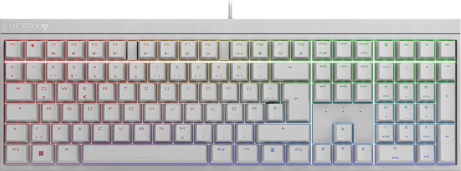 Купить CHERRY MX 2.0S - Tastatur - Hintergrundbeleuchtung - USB - QWERTZ - Deutsch - Tastenschalter: CHERRY MX Black - weiß (G80-3821LUADE-0) в магазине wardena.ru