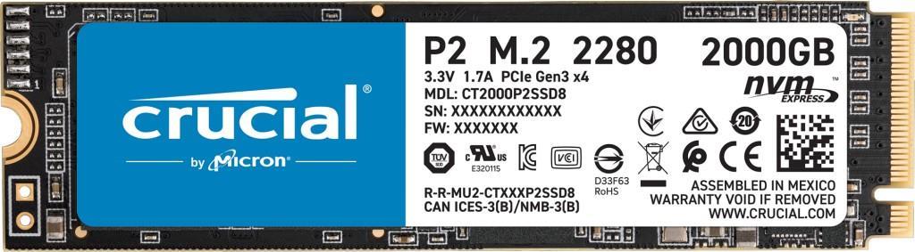 Купить Micron Crucial P2 - SSD - 2 TB - intern - M.2 2280 - PCI Express 3.0 x4 (NVMe) (CT2000P2SSD8) в магазине wardena.ru