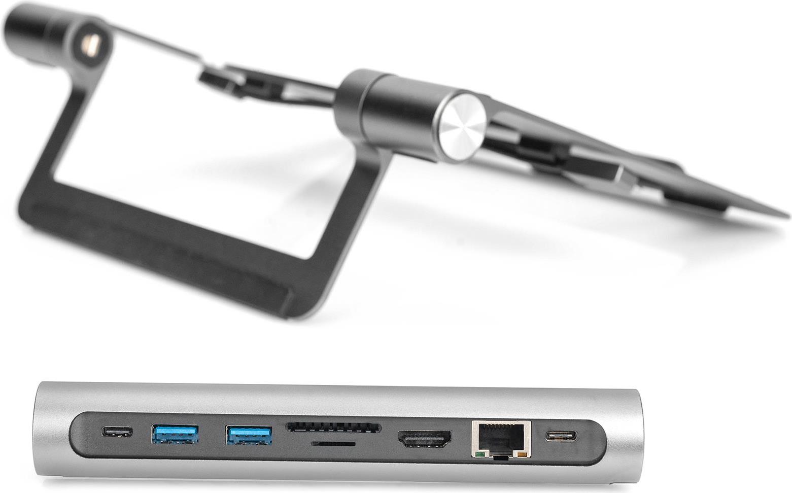 Купить Digitus MLS Notebookständer 26x23,6 PopOut USB-C silber (DA-90440) в магазине wardena.ru
