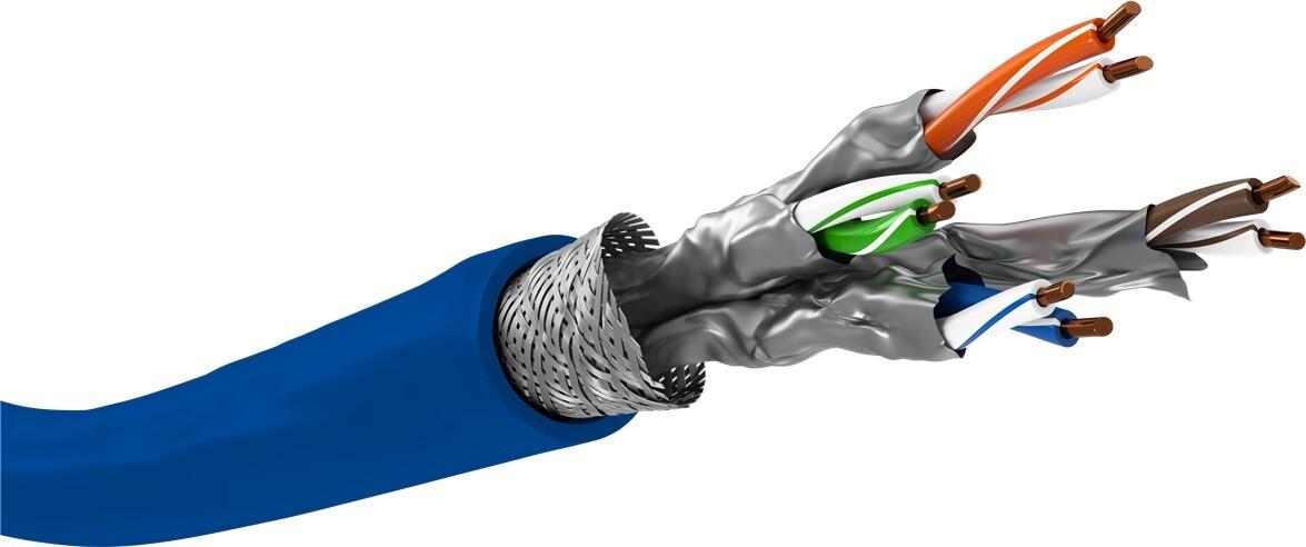 Купить Goobay CAT 7A Netzwerkkabel S/FTP PiMF blau - Kupferleiter CU AWG 22/1 solid (75715) в магазине wardena.ru