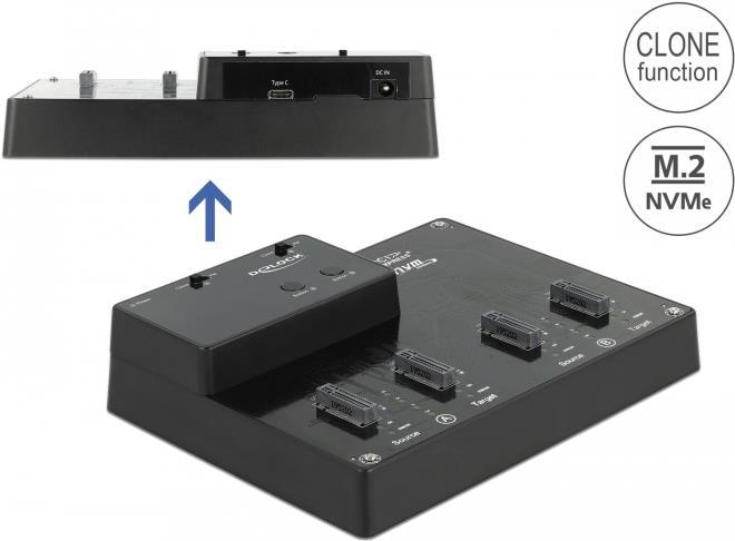 Купить Delock - SSD-Dockingstation mit Klon-Funktion Schächte: 4 - M.2 - M.2 NVMe Card - USB 3,2 (Gen 2) - Schwarz (64124) в магазине wardena.ru