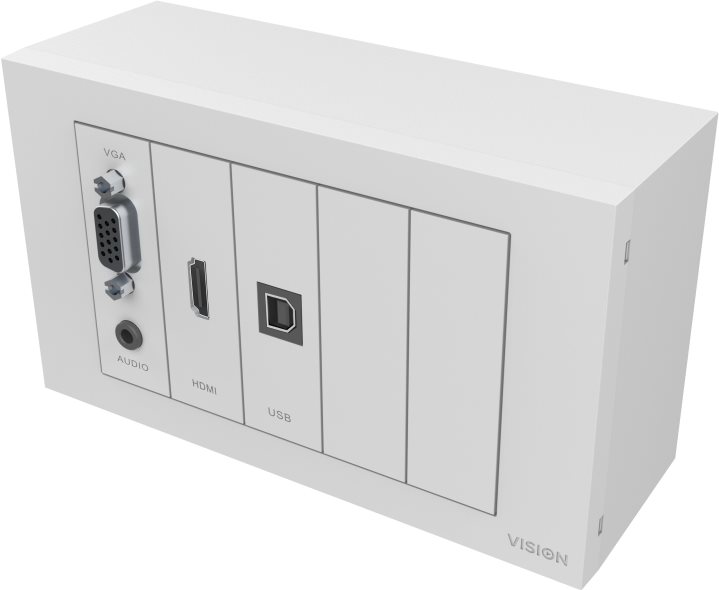 Купить VISION TechConnect 3 Wall-Mount Faceplate Package - Modulares Faceplate-Kit mit Snap-ins und Kabeln - HD-15, Mini-Phone Stereo 3,5 mm, HDMI, USB-Typ B - Mattes Weiß - Abdeckung mit zwei Aussparungen (TC3-PK+PK5MCABLES) в магазине wardena.ru