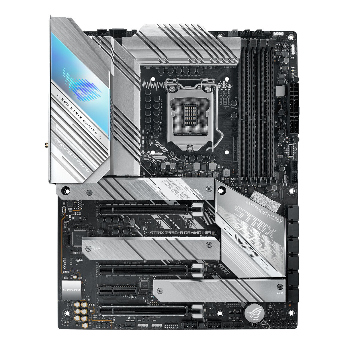 Купить ASUS ROG STRIX Z590-A GAMING WIFI - Motherboard - ATX - LGA1200-Sockel - Z590 Chipsatz - USB-C Gen1, USB 3.2 Gen 1, USB 3.2 Gen 2, USB-C Gen 2x2 - 2.5 Gigabit LAN, Wi-Fi - Onboard-Grafik (CPU erforderlich) - HD Audio (8- (90MB1660-M0EAY0) в магазине wardena.ru