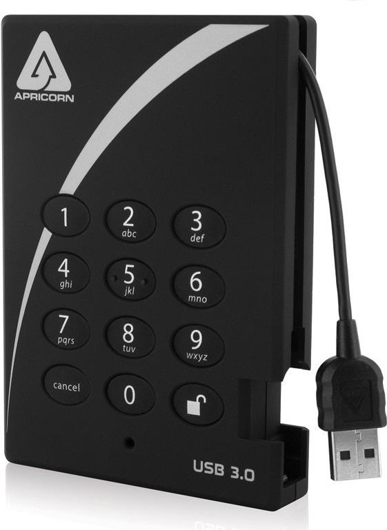 Купить Apricorn Aegis Padlock A25-3PL256-1000 - Festplatte - verschlüsselt - 1 TB - extern (tragbar) - 2.5" (6.4 cm) - USB 3.0 - 5400 U/min - Puffer: 8 MB - FIPS 197 в магазине wardena.ru