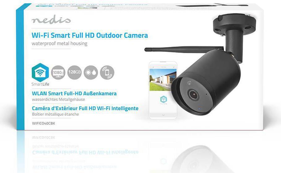 Купить Nedis WiFi Smart Outdoor IP-camera | Full HD | Metalen behuizing | Waterdicht (IP65) IP-Sicherheitskamera Geschoss 1920 x 1080 Pixel Decke/Wand (WIFICO40CBK) в магазине wardena.ru