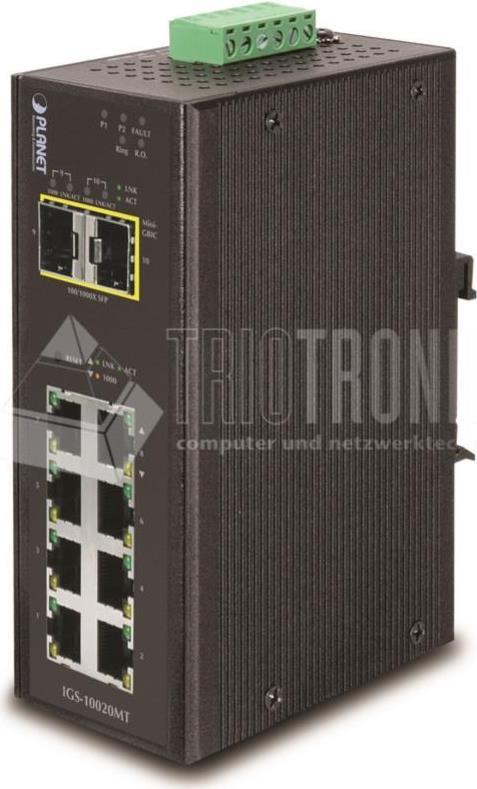 Купить Planet Industrial Gigabit LWL Switch IGS-10020MT, 8x 1 Gigabit/s (RJ45), 2x SFP Slot, für Hutschienenmontage (IGS-10020MT) в магазине wardena.ru