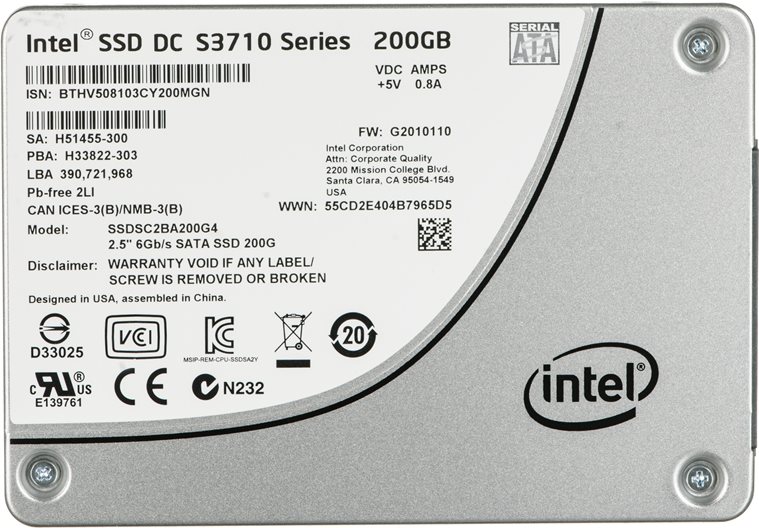 Купить Intel SSD/S3710 200GB 2.5" SATA 6.0 OEM 1P (SSDSC2BA200G401) в магазине wardena.ru