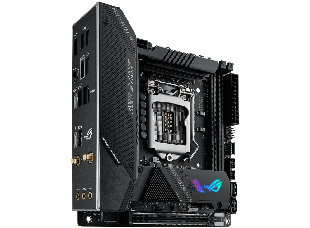 Купить ASUS ROG STRIX Z590-I GAMING WIFI - Motherboard - Mini-ITX - LGA1200-Sockel - Z590 - USB-C Gen2, USB 3.2 Gen 1, USB 3.2 Gen 2, USB-C Gen 2x2 - 2.5 Gigabit LAN, Wi-Fi - Onboard-Grafik (CPU erforderlich) - HD Audio (8-Kana (90MB1680-M0EAY0) в магазине wardena.ru