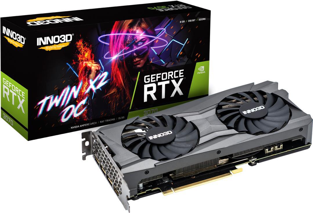 Купить Inno3D GeForce RTX 3070 Twin X2 OC LHR - Grafikkarten - GF RTX 3070 - 8 GB GDDR6 - PCIe 4.0 x16 - HDMI, 3 x DisplayPort (N30702-08D6X-171032LH) в магазине wardena.ru