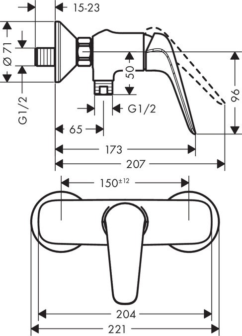Купить Hansgrohe Novus Смеситель для душа хром 71061000 в магазине wardena.ru
