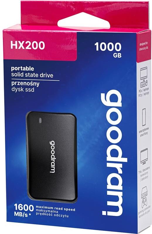 Купить Goodram SSDPR-HX200-1K0 Externes Solid State Drive 1 TB USB Typ-C USB 3.2 Gen 2x2 Schwarz (SSDPR-HX200-1K0) в магазине wardena.ru