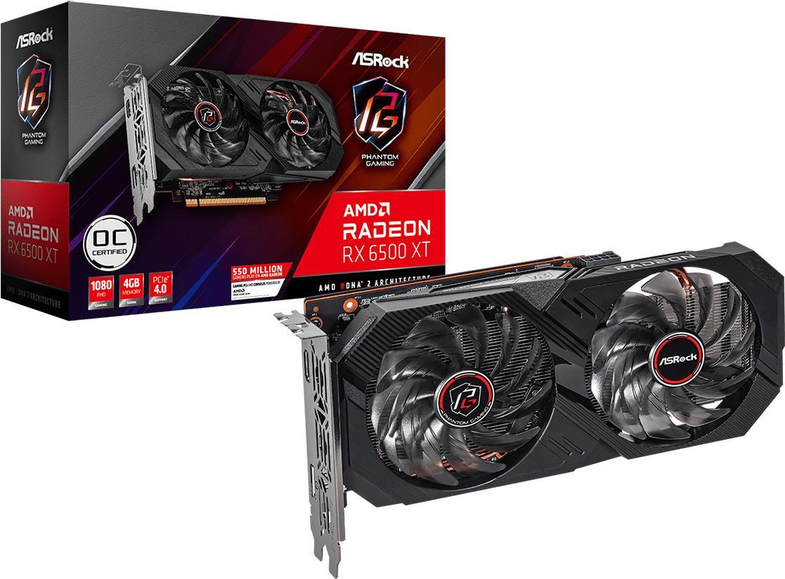 Купить ASRock Phantom Gaming D Radeon RX 6500 XT 4GB OC - Grafikkarten - Radeon RX 6500 XT - 4GB GDDR6 - PCIe 4,0 - HDMI, DisplayPort (90-GA3DZZ-00UANF) в магазине wardena.ru