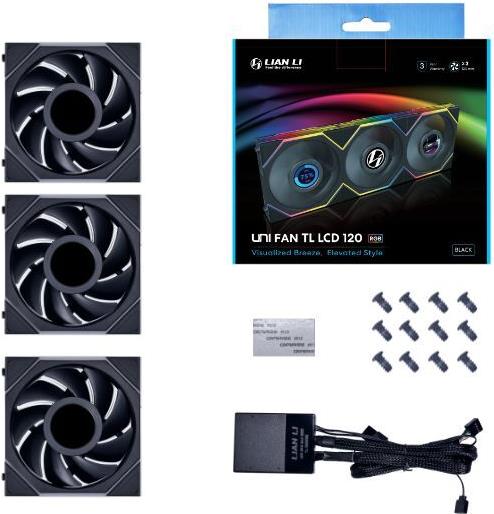 Купить Lian Li UNI FAN TL LCD Computergehäuse Ventilator 12 cm Schwarz (12TLLCD3B) в магазине wardena.ru