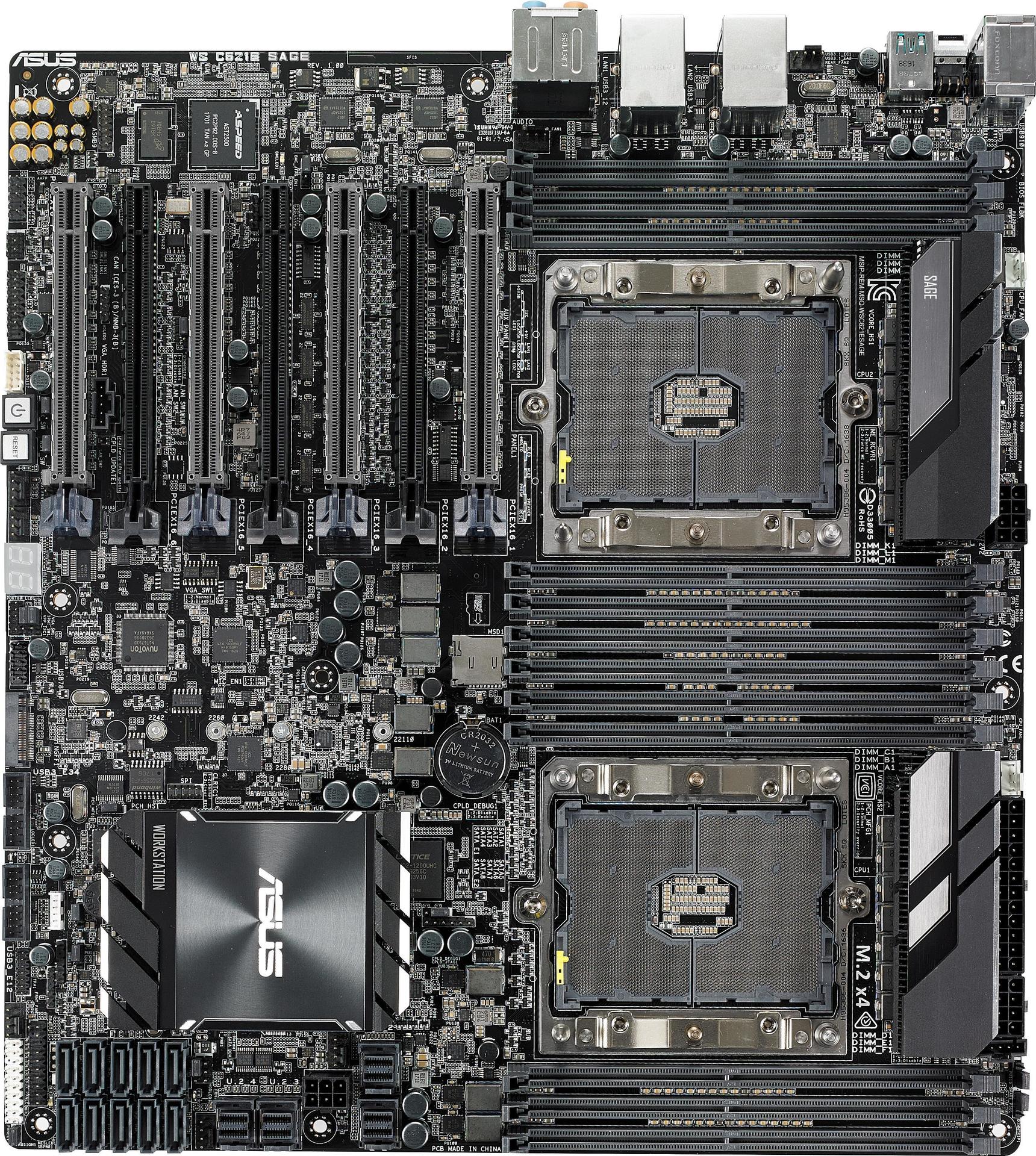 Купить ASUS WS C621E SAGE (BMC) - Motherboard - SSI EEB - Socket P - 2 Unterstützte CPUs - C621 - USB 3.1 Gen 1, USB-C Gen2, USB 3.1 Gen 2 - 2 x Gigabit LAN - Onboard-Grafik - HD Audio (8-Kanal) (90SW0021-M0EAY0) в магазине wardena.ru