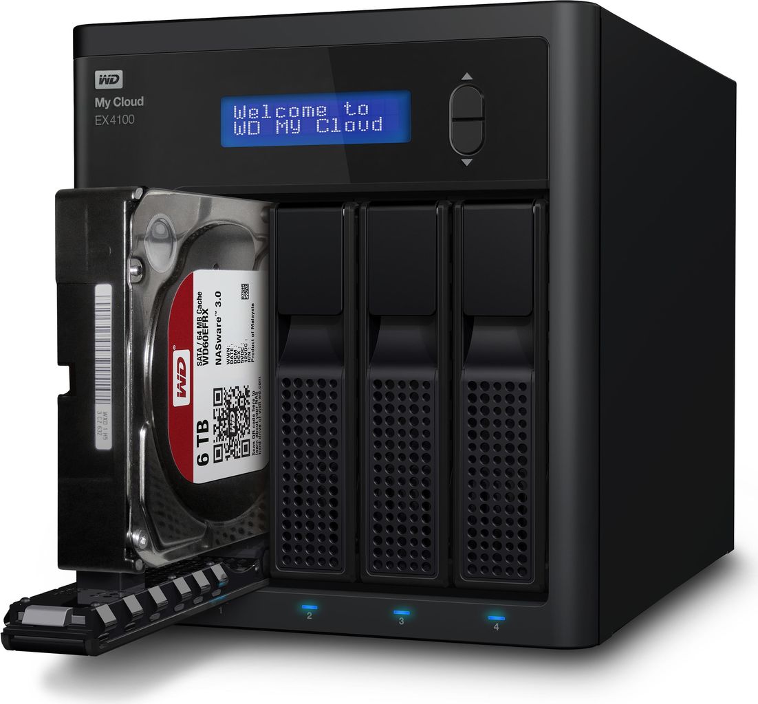 Купить WD My Cloud EX4100 WDBWZE0160KBK - NAS-Server - 4 Schächte - 16 TB - HDD 4 TB x 4 - RAID 0, 1, 5, 10, JBOD, 5 Hot Spare - RAM 2 GB - Gigabit Ethernet - iSCSI (WDBWZE0160KBK-EESN) в магазине wardena.ru