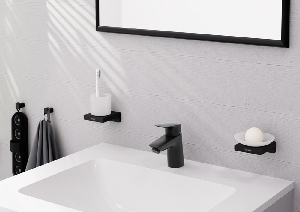 Купить Hansgrohe Logis Смеситель для раковины 70 Push-Open черный матовый 71077670 в магазине wardena.ru