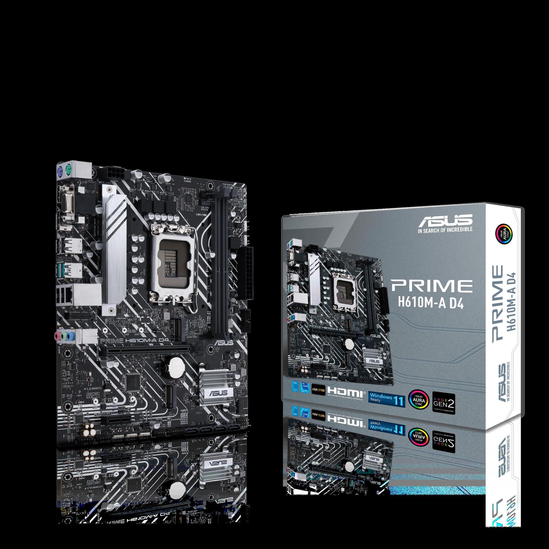 Купить ASUS PRIME H610M-A D4 - Motherboard - micro ATX - LGA1700-Sockel - H610 Chipsatz - USB 3,2 Gen 1, USB 3,2 Gen 2 - Gigabit LAN - Onboard-Grafik (CPU erforderlich) - HD Audio (8-Kanal) (90MB19P0-M0EAY0) в магазине wardena.ru