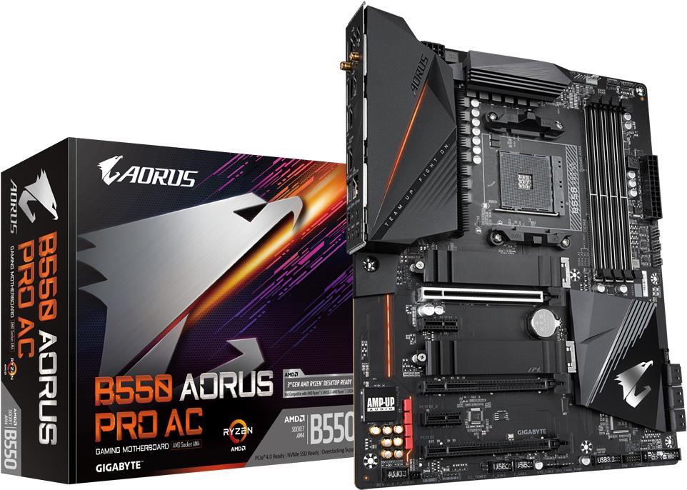 Купить Gigabyte B550 AORUS PRO AC - 1.0 - Motherboard - ATX - Socket AM4 - AMD B550 Chipsatz - USB-C Gen2, USB 3.2 Gen 1, USB 3.2 Gen 2 - Bluetooth, Wi-Fi, 2.5 Gigabit LAN - Onboard-Grafik (CPU erforderlich) - HD Audio (8-Kanal в магазине wardena.ru