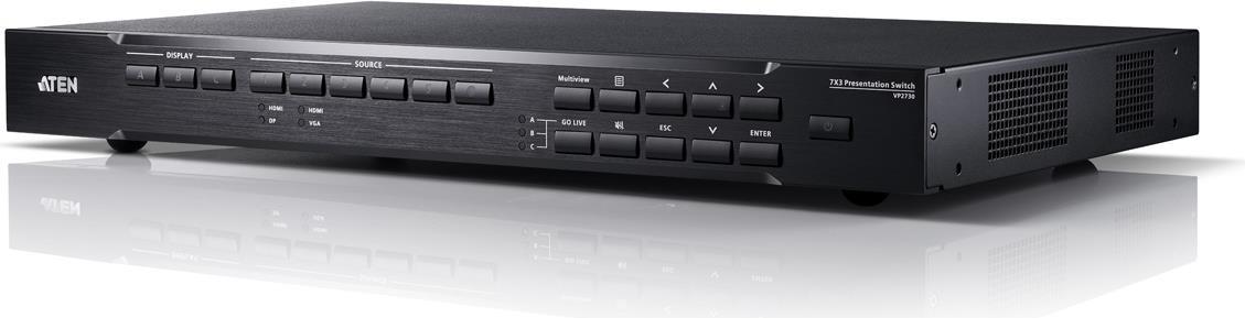 Купить ATEN VP2730 7 x 3 Seamless Presentation Matrix Switch with Scaler, Streaming, Audio Mixer, and HDBaseT - Video/Audio-Schalter - verwaltet - Desktop - AC 100 - 240 V (VP2730-AT-G) в магазине wardena.ru