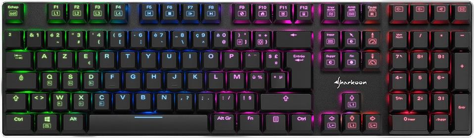 Купить Sharkoon PureWriter RGB - Tastatur - Hintergrundbeleuchtung - USB - Französisch - Tastenschalter: Kailh Blue - Schwarz (4044951027903) в магазине wardena.ru