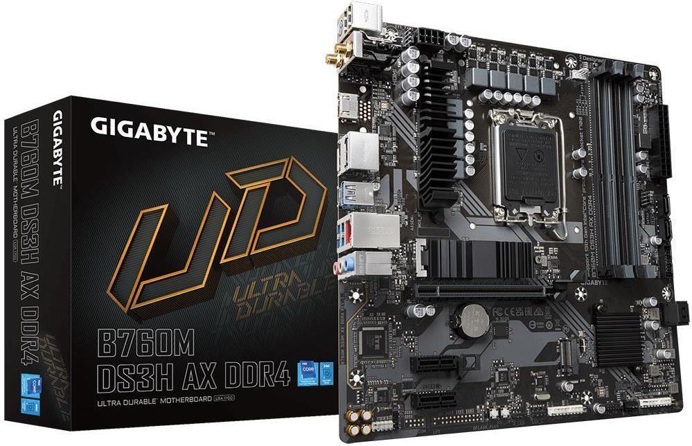 Купить GIGABYTE Mainboard|Intel B760 Express|LGA1700|Micro-ATX|Memory DDR4|Memory Slots 4|2xPCI-Express 3.0 1x|1xPCI-Express 4.0 16x|2xM.2|1xHDMI|2xDisplayPort|2xAudio-In|1xAudio-Out|2xUSB 2.0|3xUSB 3.2|1xUSB-C|1xPS/2|1xRJ45|2x (B760MDS3HAXDDR41.2) в магазине wardena.ru