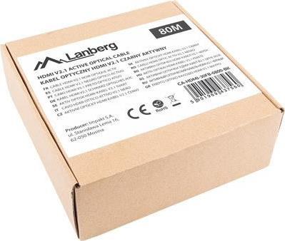 Купить Lanberg CA-HDMI-30FB-0800-BK HDMI-Kabel 80 m HDMI Typ A (Standard) Schwarz (CA-HDMI-30FB-0800-BK) в магазине wardena.ru