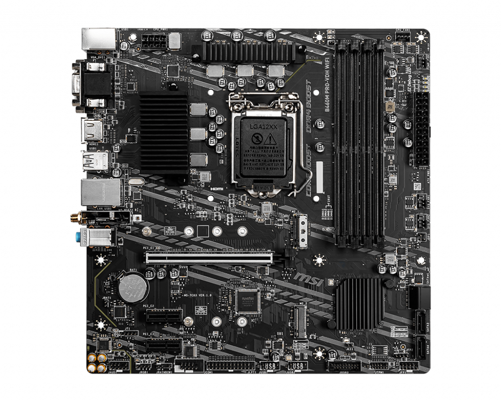 Купить MSI B460M PRO-VDH WIFI - Motherboard - micro ATX - LGA1200-Sockel - B460 Chipsatz - USB 3.2 Gen 1 - Bluetooth, Gigabit LAN, Wi-Fi - Onboard-Grafik (CPU erforderlich) - HD Audio (8-Kanal) (7C83-003R) в магазине wardena.ru