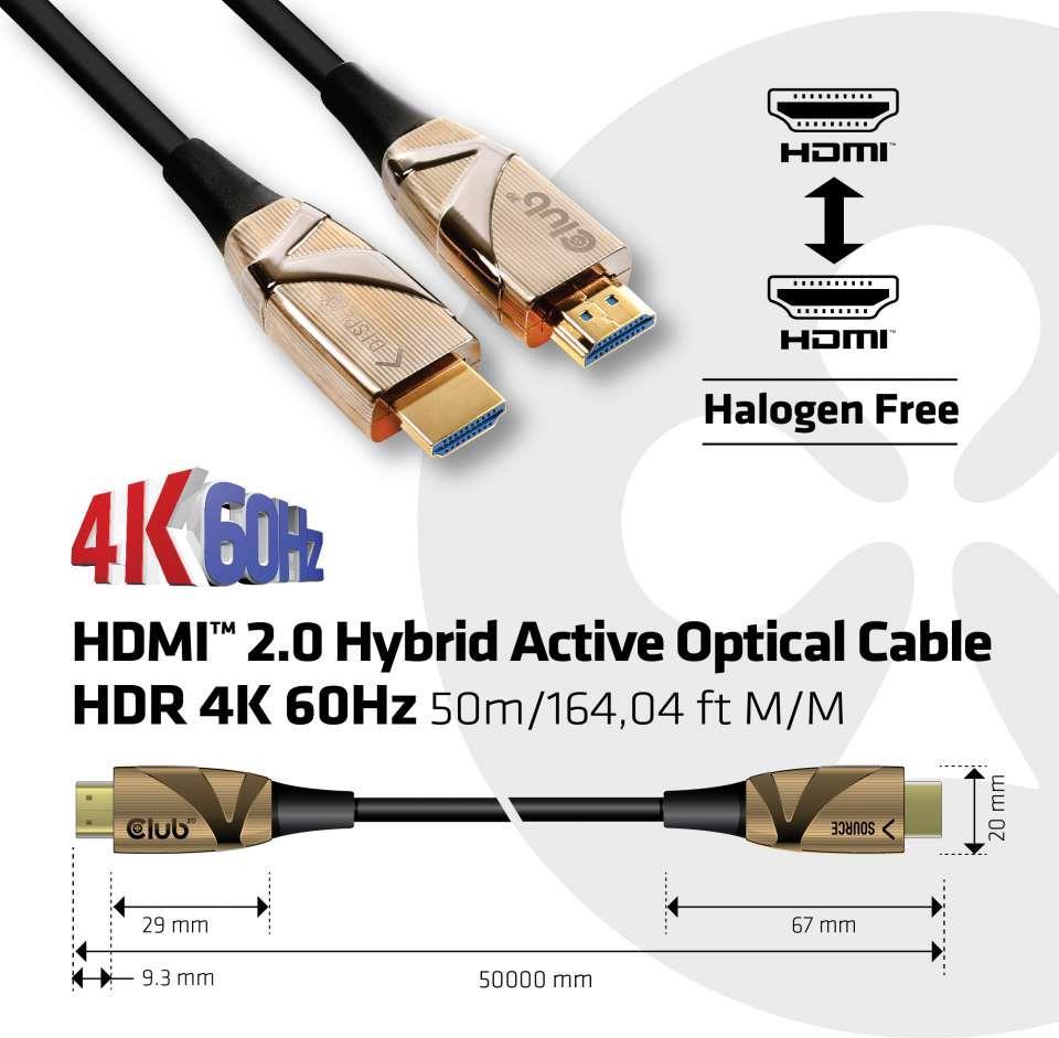 Купить Club 3D CAC-1391 - HDMI-Kabel - HDMI (M) bis HDMI (M) - 50,0m - Hybrid Kupfer/Kohlefaser - halogenfrei, 4K Unterstützung, aktiv (CAC-1391) в магазине wardena.ru