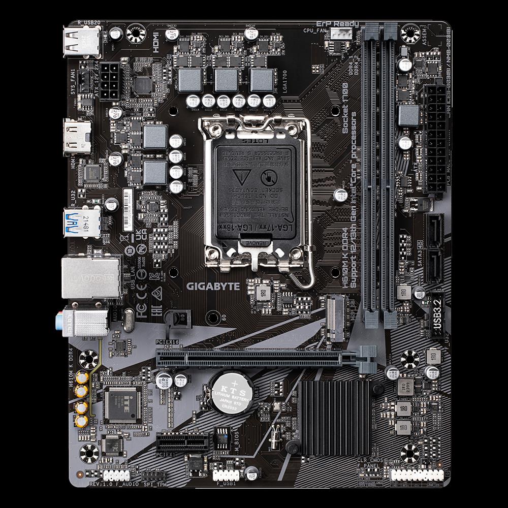 Купить Gigabyte H610M K DDR4 1.0 - Intel - LGA 1700 - Intel® Celeron® - Intel® Core™ i3 - Intel® Core™ i7 - Intel® Core™ i9 - Intel® Pentium® Gold - DDR4-SDRAM - 64 GB - DIMM (H610M K DDR4) в магазине wardena.ru