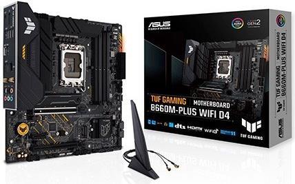 Купить ASUS TUF GAMING B660M-PLUS WIFI D4 - Motherboard - micro ATX - LGA1700-Sockel - B660 Chipsatz - USB-C Gen1, USB 3,2 Gen 1, USB 3,2 Gen 2, USB-C Gen 2x2 - 2,5 Gigabit LAN, Wi-Fi, Bluetooth - Onboard-Grafik (CPU erforderli (90MB1930-M0EAY0) в магазине wardena.ru