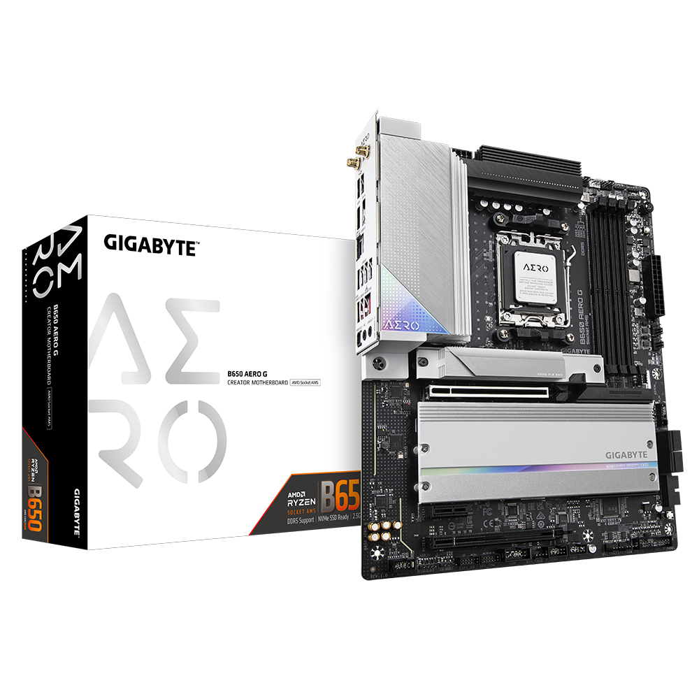 Купить Gigabyte B650 AERO G - 1.0 - Motherboard - ATX - Socket AM5 - AMD B650 Chipsatz - USB 3.2 Gen 1, USB 3.2 Gen 2, USB-C 3.2 Gen2, USB-C 3.2 Gen 2x2 - 2.5 Gigabit LAN, Bluetooth, Wi-Fi - Onboard-Grafik (CPU erforderlich) - в магазине wardena.ru