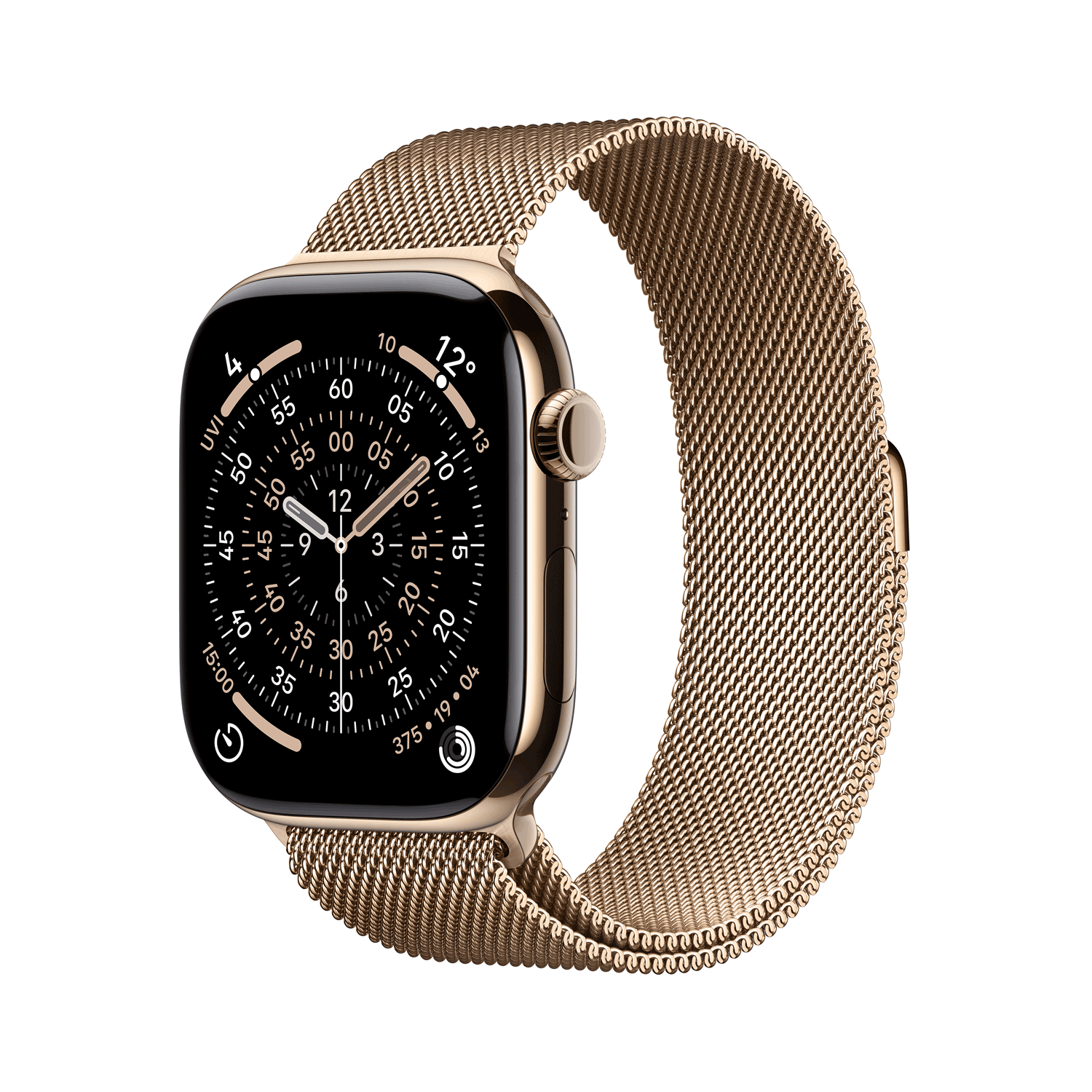 Купить Apple Watch Series 11 GPS + Cellular 46mm Gold Titanium Case with Gold Milanese Loop - S/M (MFD74ZR/A) в магазине wardena.ru
