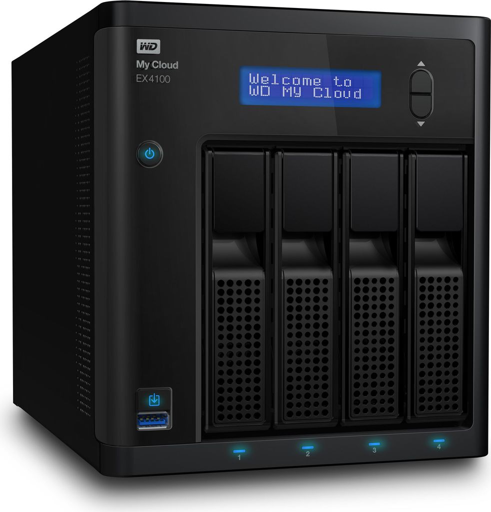 Купить WD My Cloud EX4100 WDBWZE0320KBK - NAS-Server - 4 Schächte - 32TB - HDD 8TB x 4 - RAID 0, 1, 5, 10, JBOD, 5 Hot Spare - Gigabit Ethernet - iSCSI (WDBWZE0320KBK-EESN) в магазине wardena.ru