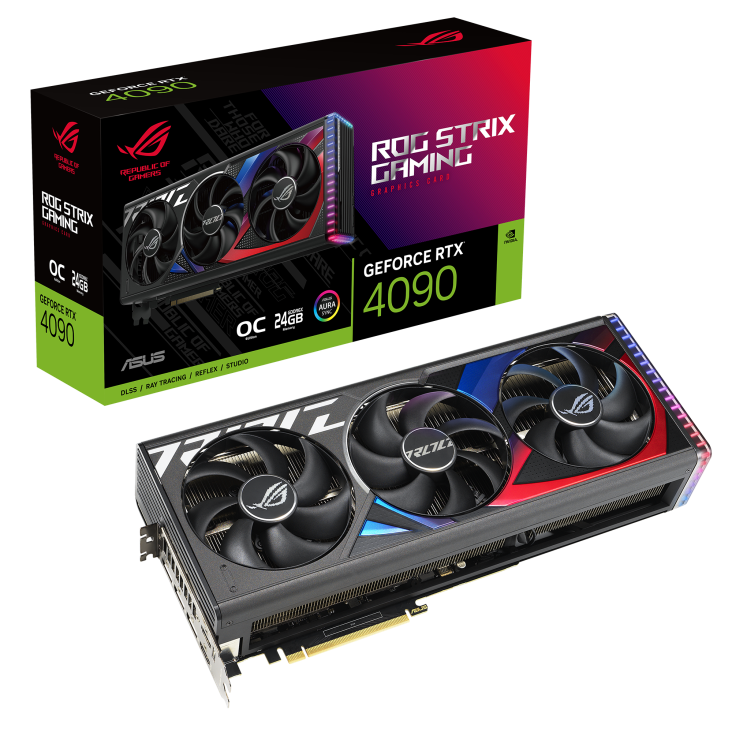 Купить ASUS ROG Strix GeForce RTX 4090 - OC Edition - Grafikkarten - NVIDIA GeForce RTX 4090 - 24 GB GDDR6X - PCIe 4.0 - 2 x HDMI, 3 x DisplayPort (90YV0ID0-M0NA00) в магазине wardena.ru