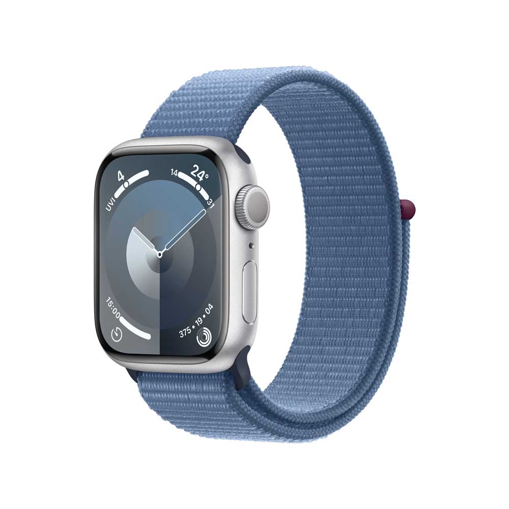 Купить APPLE Watch Series 9 GPS 41mm Silver Aluminium Case with Winter Blue Sport Loop (MR923QF/A) в магазине wardena.ru