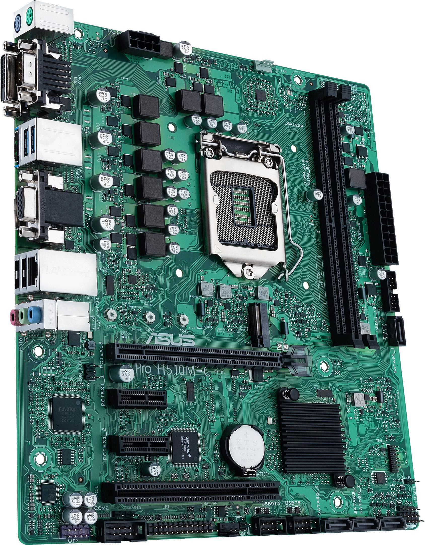 Купить ASUS Pro H510M-C/CSM - Motherboard - micro ATX - LGA1200-Sockel - H510 Chipsatz - USB 3.2 Gen 1 - Gigabit LAN - Onboard-Grafik (CPU erforderlich) - HD Audio (8-Kanal) (90MB17K0-M0EAYC) в магазине wardena.ru