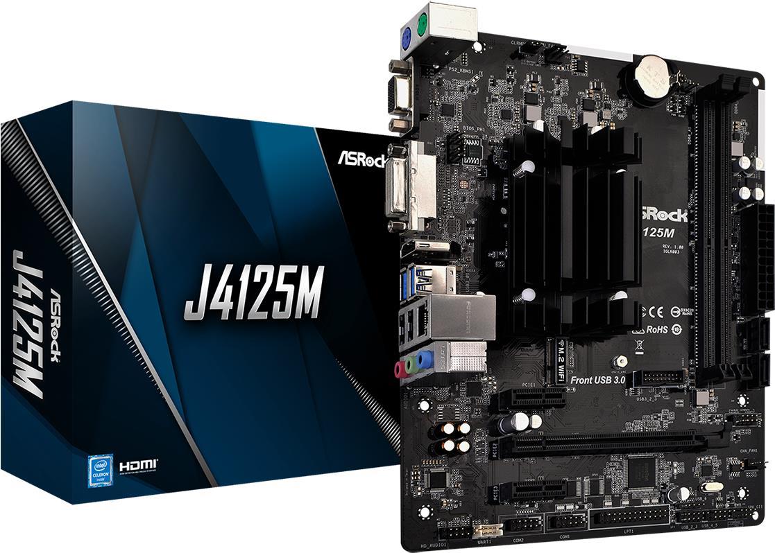 Купить ASRock J4125M - Motherboard - micro ATX - Intel Celeron J4125 - USB 3.2 Gen 1 - Gigabit LAN - Onboard-Grafik - HD Audio (8-Kanal) (90-MXBCA0-A0UAYZ) в магазине wardena.ru
